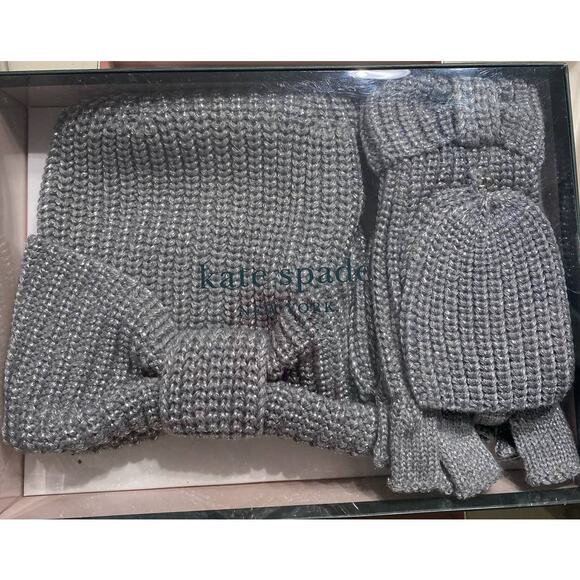 Kate Spade-Knotted Bow Hat/Mitten Box Set - Picture 1 of 7